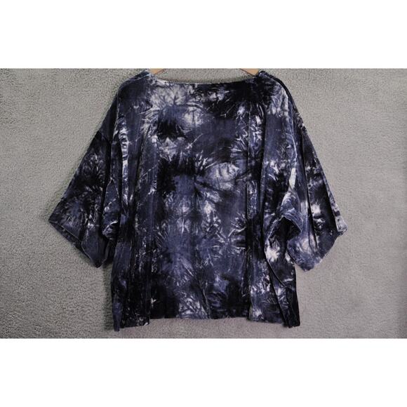 NWT J.Jill Top‎ Women's XL Pure Jill Blue Velvet Tie Dye 3/4 Sleeve Soft Boho - Picture 6 of 8